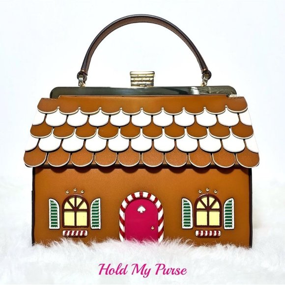 Kate Spade Gingerbread House Handbag & Gingerbread Man Keychain Charm NWT - Picture 6 of 15